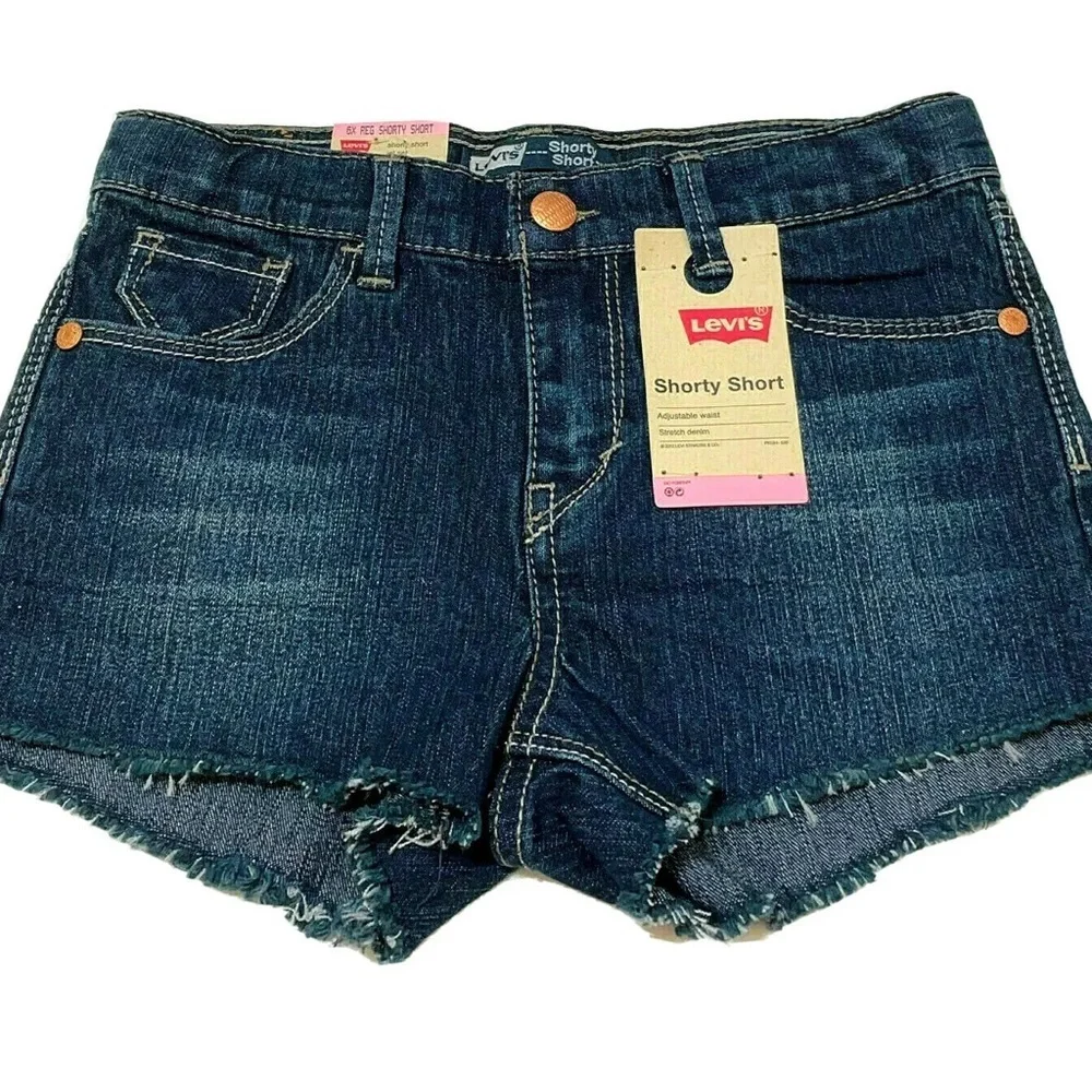 Levi's Shorty Short Girls Stretch Blue Adjustable